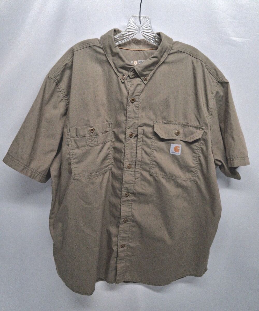 Carhartt Men's Force Relaxed Fit Collard Button Up Outdoor Cotton Shirt Size XXL